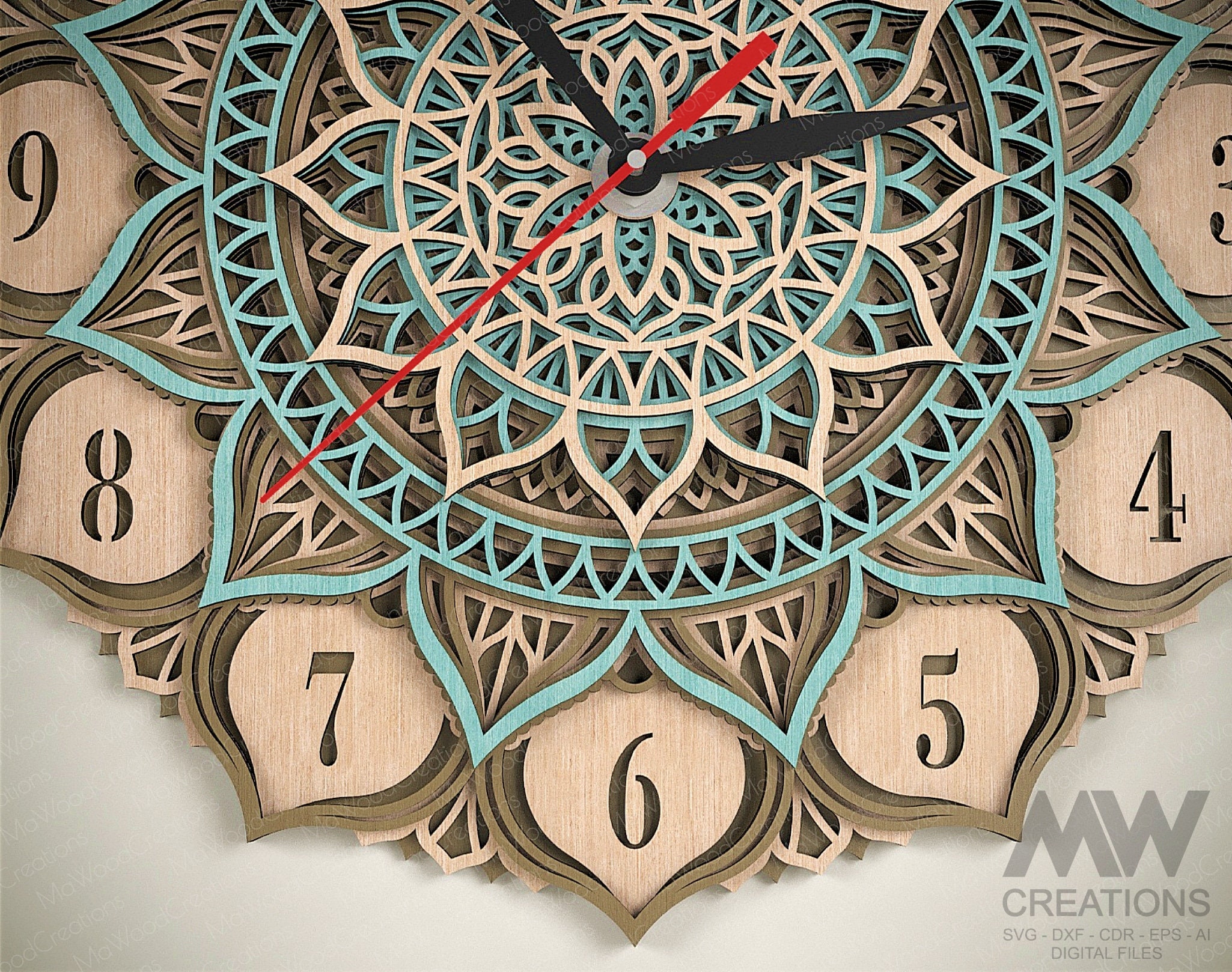 Laser Cut Clock Svg Dxf, 5 Layer Clock Cut Files, Laser Cut Multi Layer ...