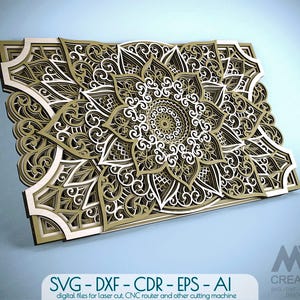 Taglio laser Multistrato Mandala Svg Dxf, 3d Svg Mandala, Mandala SVG per Cricut, Glowforge 3D Mandala Svg, file Mandala fiore a strati - M174