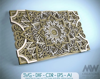 Laser cut Multilayer Mandala Svg Dxf, 3d Svg Mandala, Mandala SVG for Cricut, Glowforge 3D Mandala Svg, Layered Flower Mandala file - M174