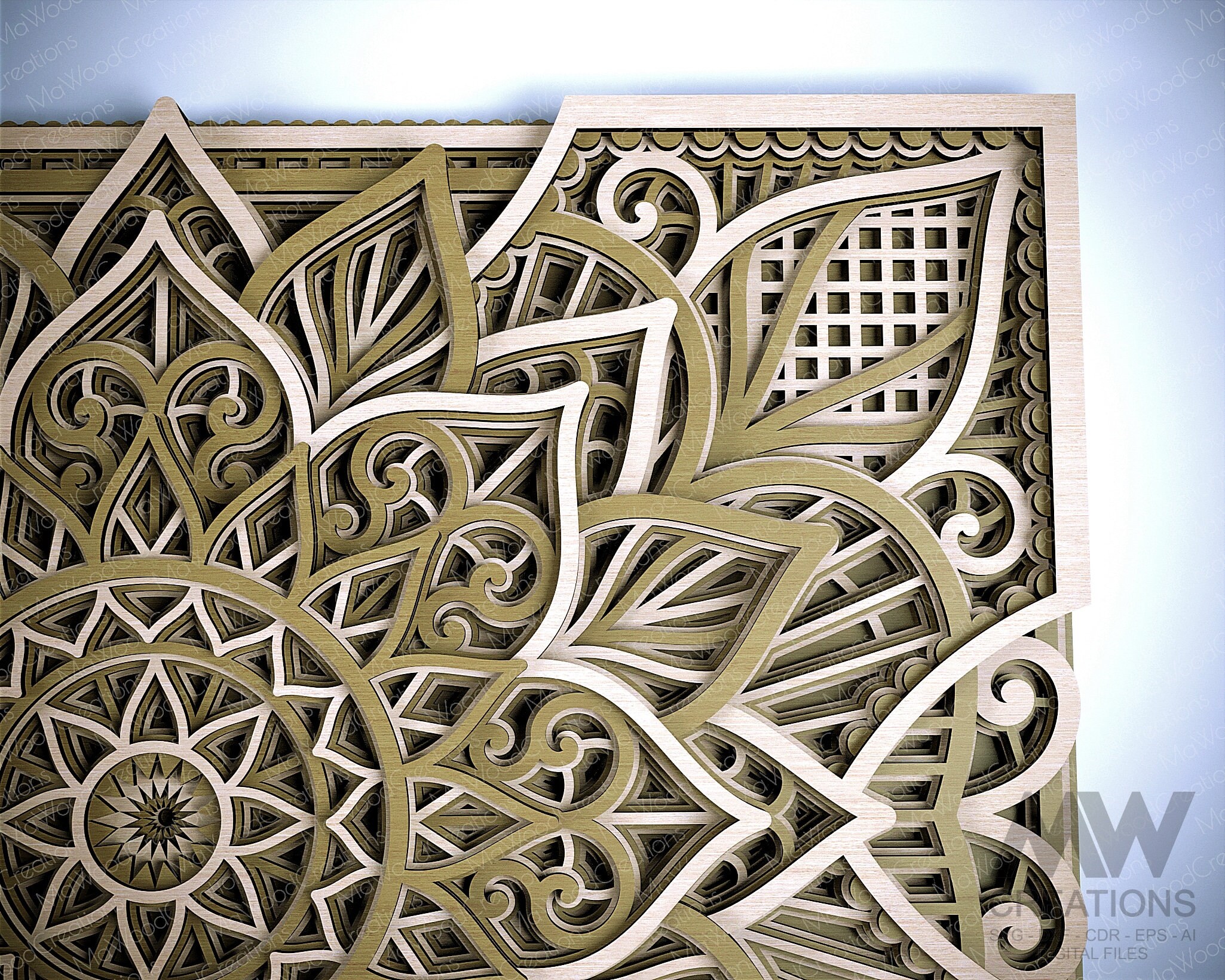 Dxf Shape Rectangular Rectangular Layered Mandala SVG, Multilayer Laser Cut DXF, Multilayer ...