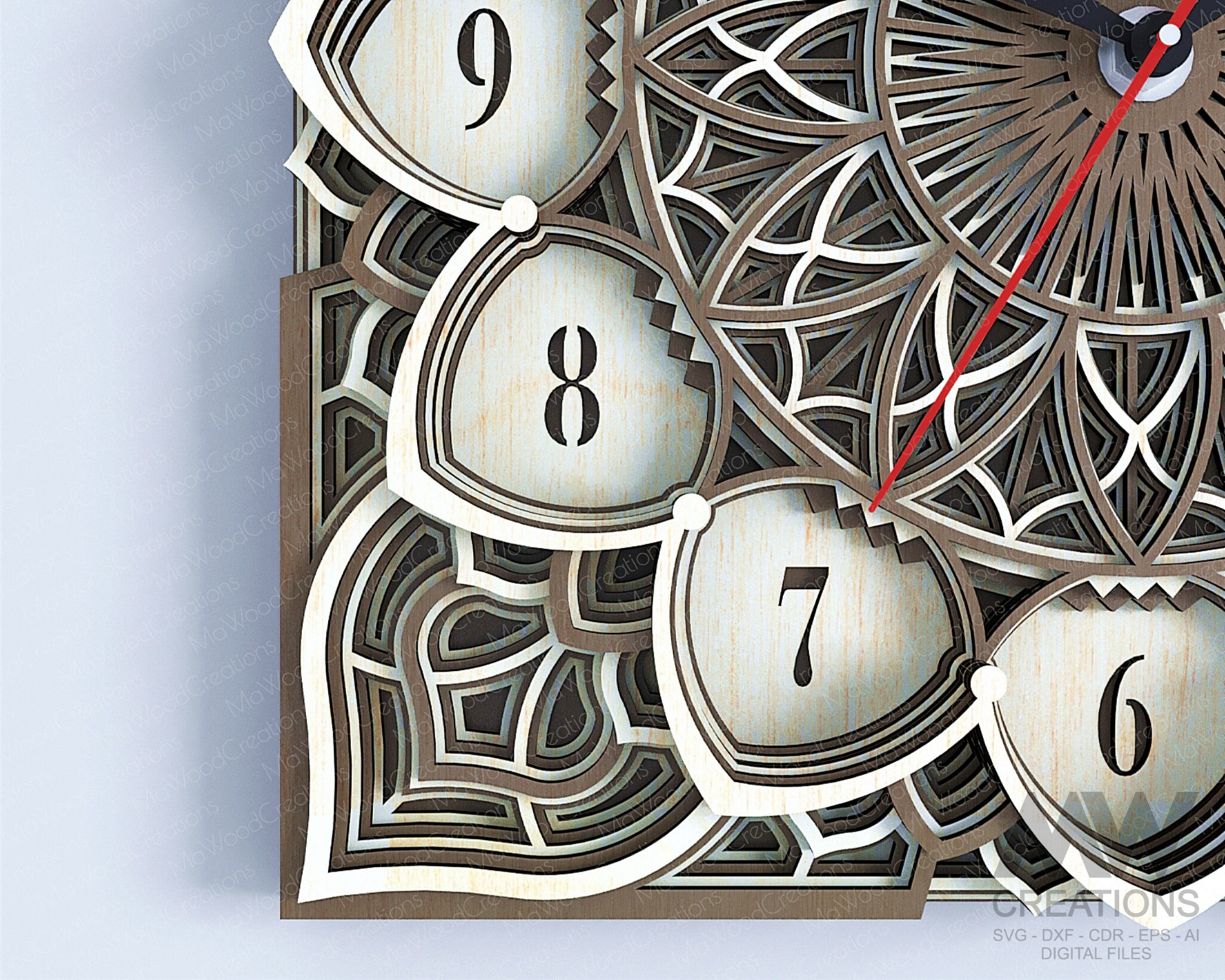 Laser Cut Clock SVG Dxf, Layered Mandala Clock Svg, 3d Svg Clock Files ...