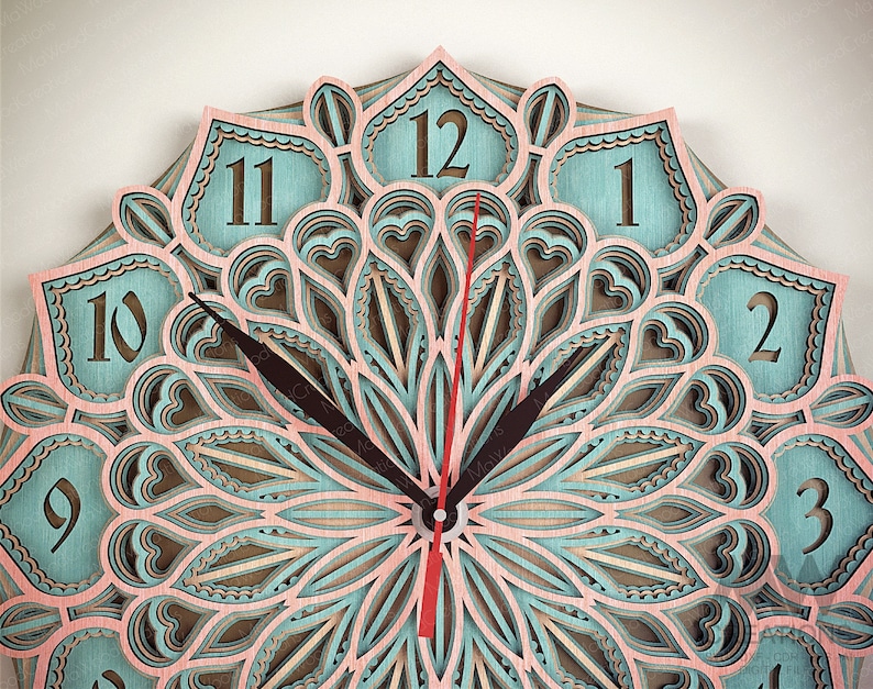 5 Layer Mandala Clock Svg, 3d Layer Svg Clock, Multi Layer Clock Laser ...