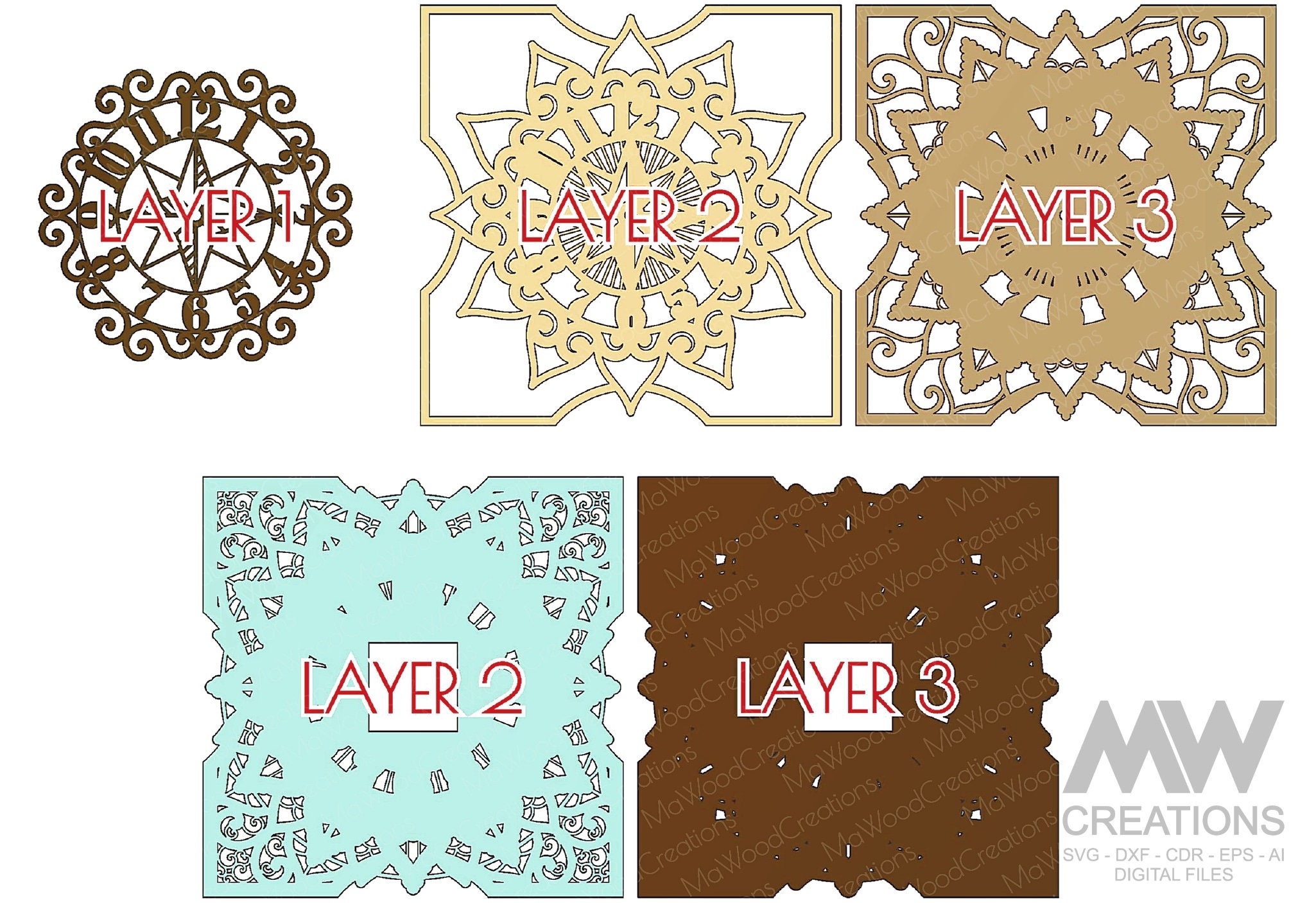 Laser Cut Compass Clock SVG Dxf, Compass Mandala Clock Svg, Mandala ...