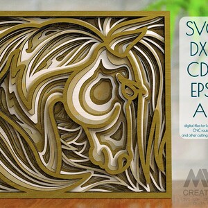 Multilayer Horse Laser Cut File, 3D Horse Svg Dxf, Layered Horse Mandala, Glowforge Svg Horse Mandala, Layered Animals Mandala Svg - A17