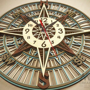5 Layer Clock Svg, Compass Clock Laser Cut Files, Multi Layer Clock SVG ...