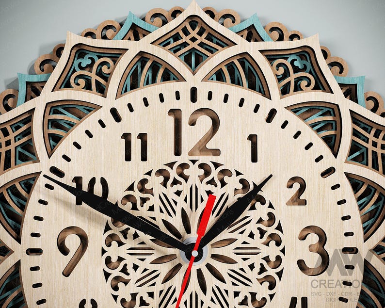 Simple Clock Dxf Files Multilayer Laser Cut Сlock Template, 4 Layer Clock SVG Dxf ...