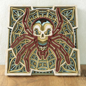 Multi strato Spider Mandala Laser Cut File, 3D Spider Svg Dxf, Layered Skull Mandala, Glowforge Spider Mandala, Layered Animals Mandala -A20