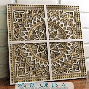 3D Mandala SVG, Laser Cut Mandala SVG DXF, Modular Mandala Svg, Multilayer Mandala Dxf file for Lasercut, 3d layer Lightburn Laser file M238