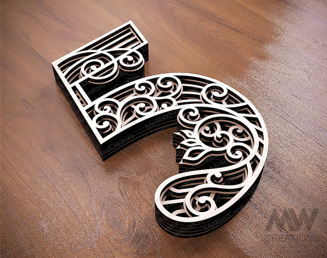Layered Number 5, Layered Numbers SVG, Multilayer Number 5, Numbers SVG ...
