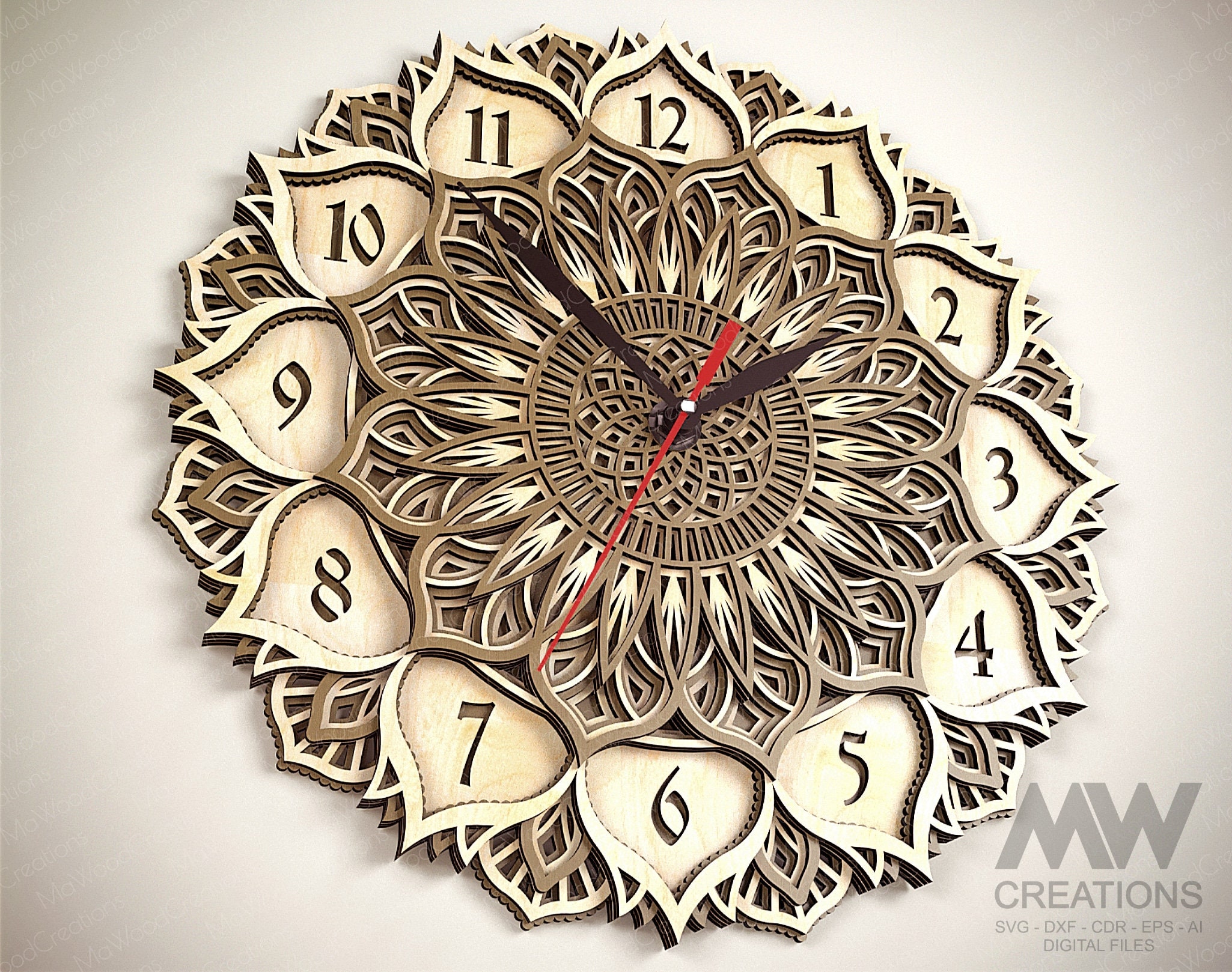 Laser Cut Clock Svg Dxf, 5 Layer Clock Cut Files, Laser Cut Multi-layer ...