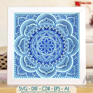 Modello Mandala Papercut Shadowbox, Layered Mandala SVG dxf, file Flower Mandala Cricut, 3d Svg Mandala paper cut, Shadow Box Flower - M140