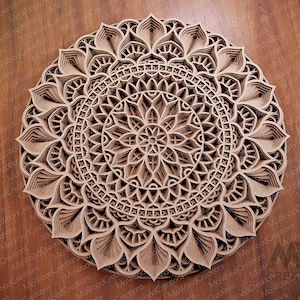 Lasergesneden gelaagde geometrie Mandala, Multi-layer Mandala SVG Dxf, 3D SVG Mandala, Cricut Mandala Svg, Glowforge Svg Mandala template - M60
