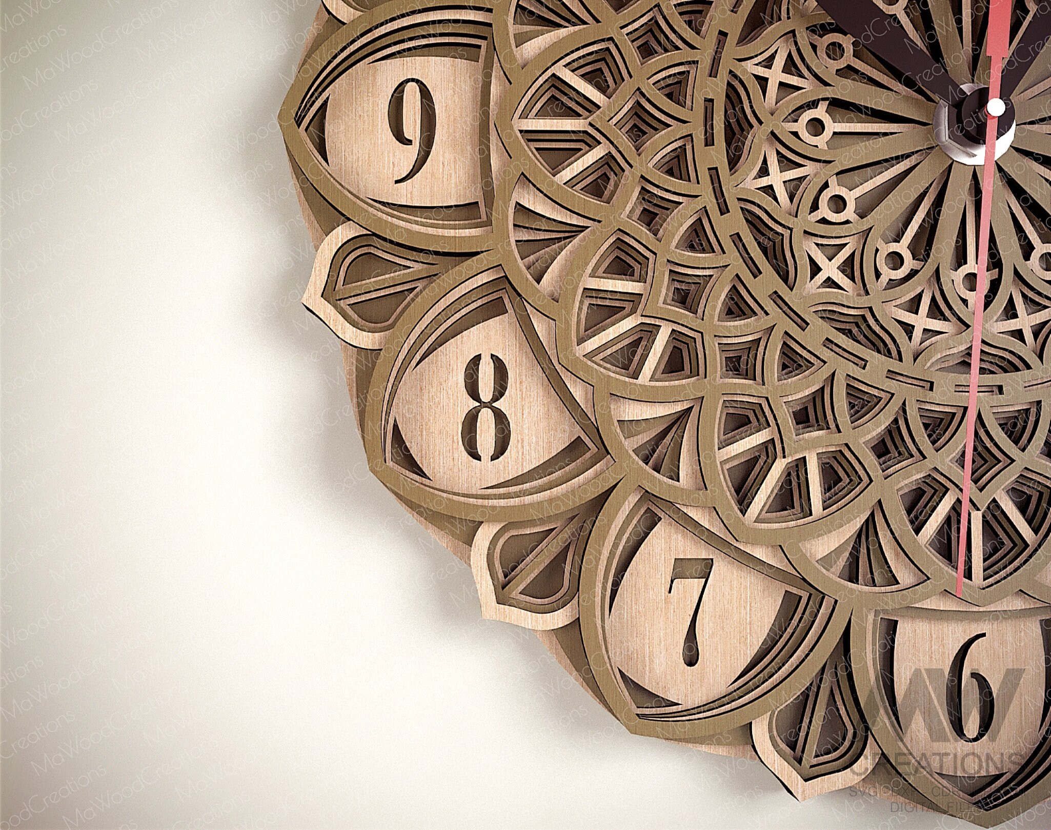 Multi Layer Clock Svg, Mandala Clock SVG Dxf, Laser Cut Clock, Star of ...