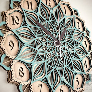 5 Layer Clock Svg, Mandala Clock SVG Dxf, Laser Cut Clock, Flower ...