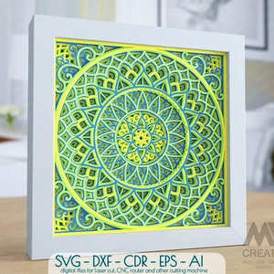 Shadow Box Flower Mandala, 3D Layer Mandala SVG, Cardstock Mandala, 3d Layered Shadowbox, 3d Light Box Template, Paper Art Shadow Box - M198