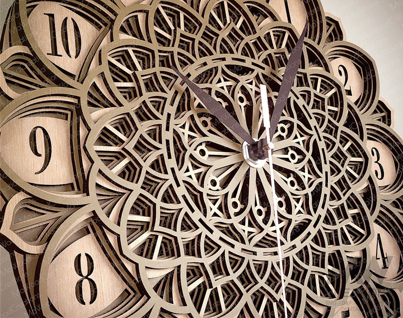 Multi Layer Clock Svg, Mandala Clock SVG Dxf, Laser Cut Clock, Star of ...
