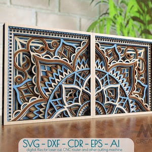Mandala multistrato SVG DXF, 3D Mandala SVG, file Svg Mandala tagliati al laser, modello Cricut Mandala Svg, download digitale Mandala a strati -M241