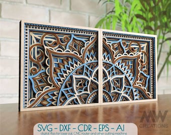 Multilayer Mandala SVG DXF, 3D Mandala SVG, Laser cut Mandala Svg files, Cricut Mandala Svg template, Layered Mandala digital download -M241