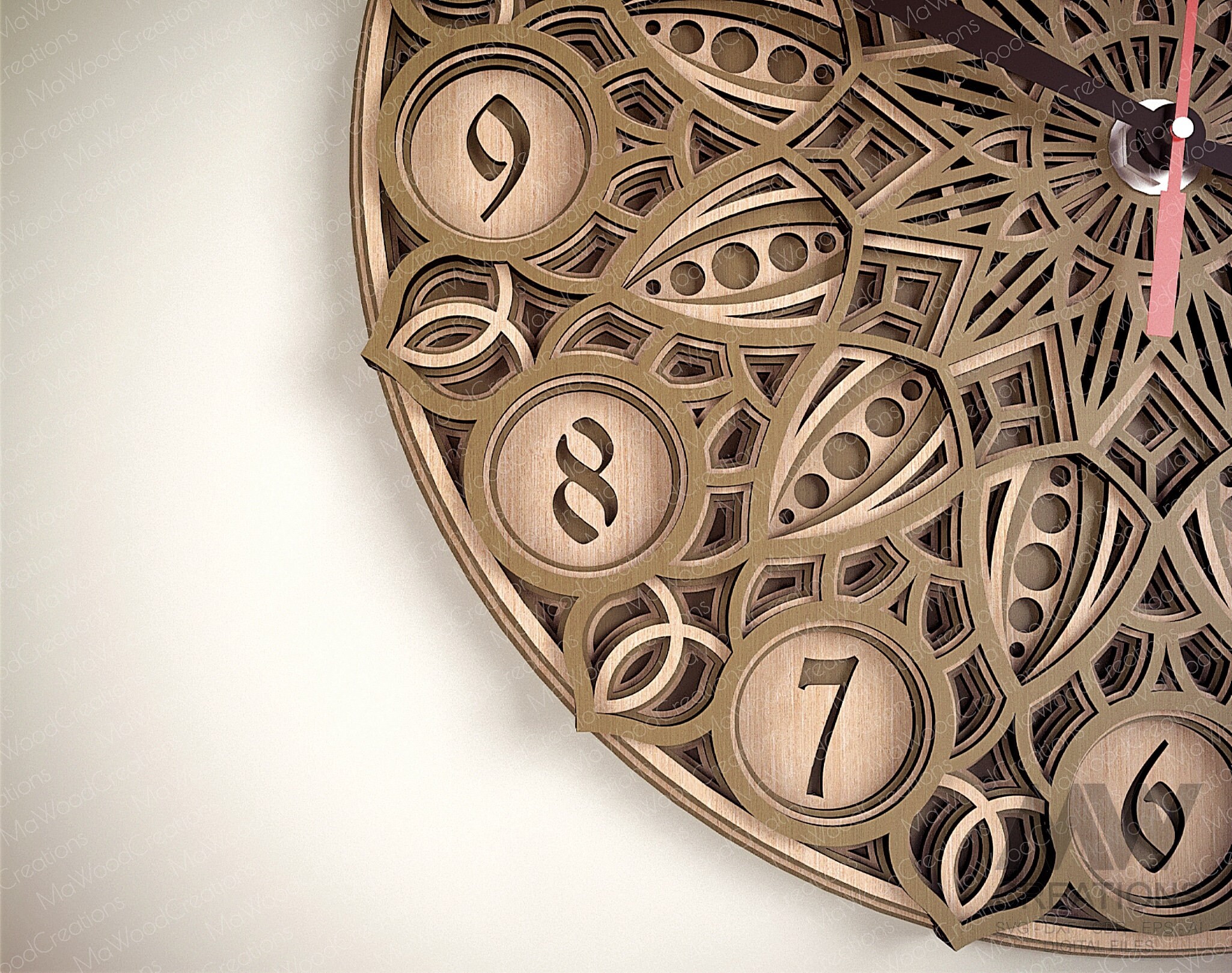 Laser Cut Mandala Clock Svg Dxf 5 Layer Clock Cut Files - Etsy