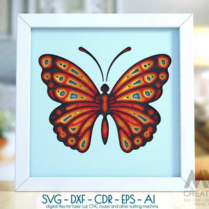 Layered Butterfly Mandala SVG, 3d SVG Butterfly Shadow box Mandala, Cricut Butterfly Mandala Svg, Multilayer Butterfly Cardstock Mandala SVG