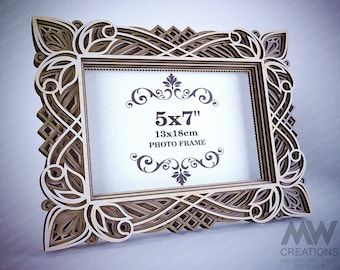 Multilayer Frame Svg, 5x7 Picture Frame Svg, Laser Cut Frame SVG DXF, Layered Mandala Frame Dxf, 3d Layer Frame, Glowforge Frame Svg - F21