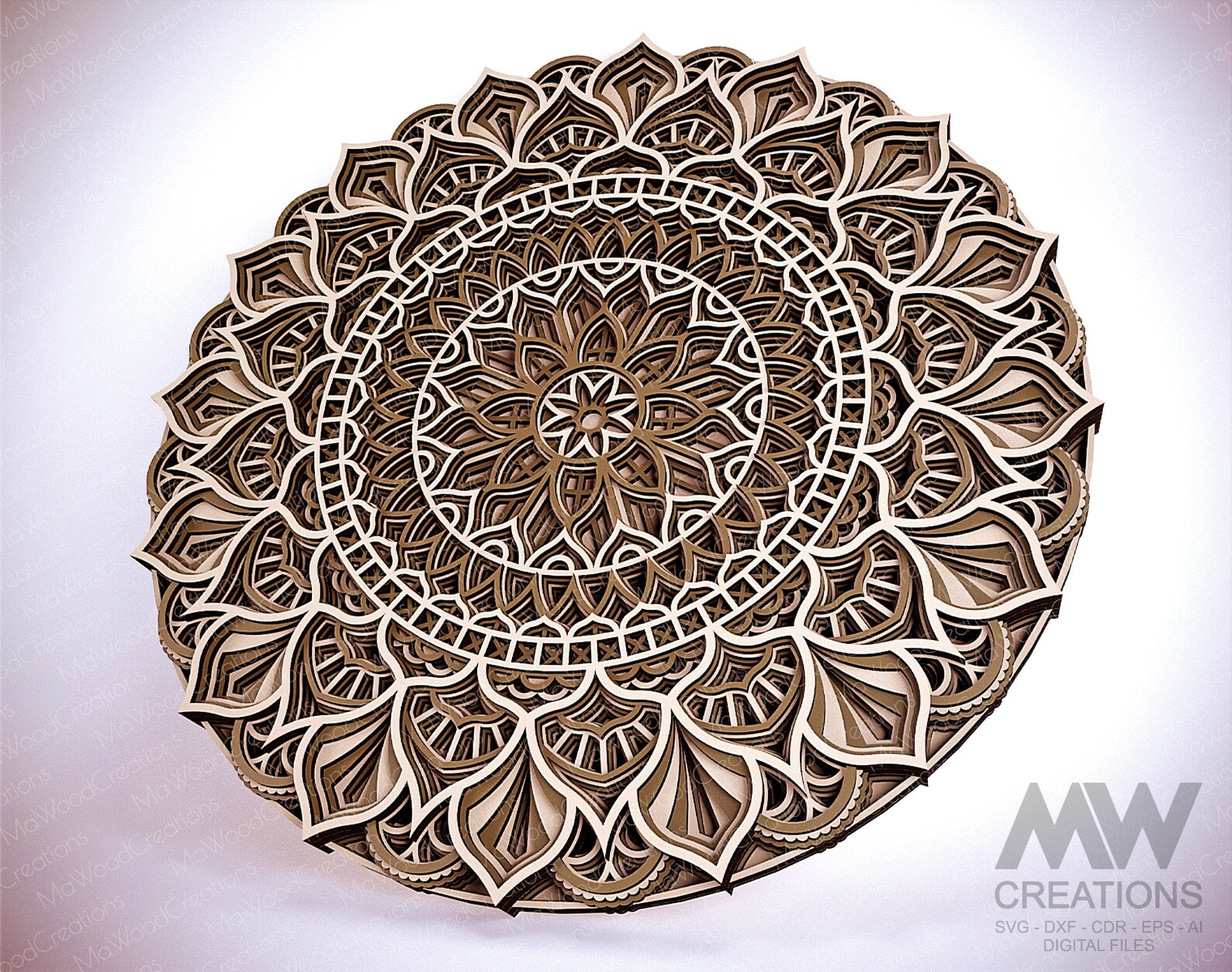 Laser Cut Layered Geometry Mandala, Multi-layer Mandala SVG Dxf, 3D SVG ...