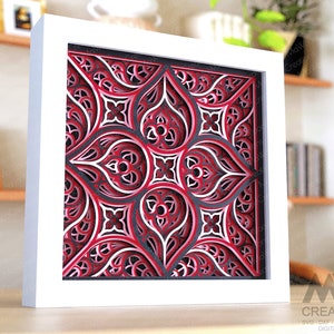 3D warstwowy gotycki ornament SVG plik DXF Cut, Shadow Box Gothic Mandala SVG, 3D SVG Shadowbox Gothic szablon, wielowarstwowy plik Mandala SVG