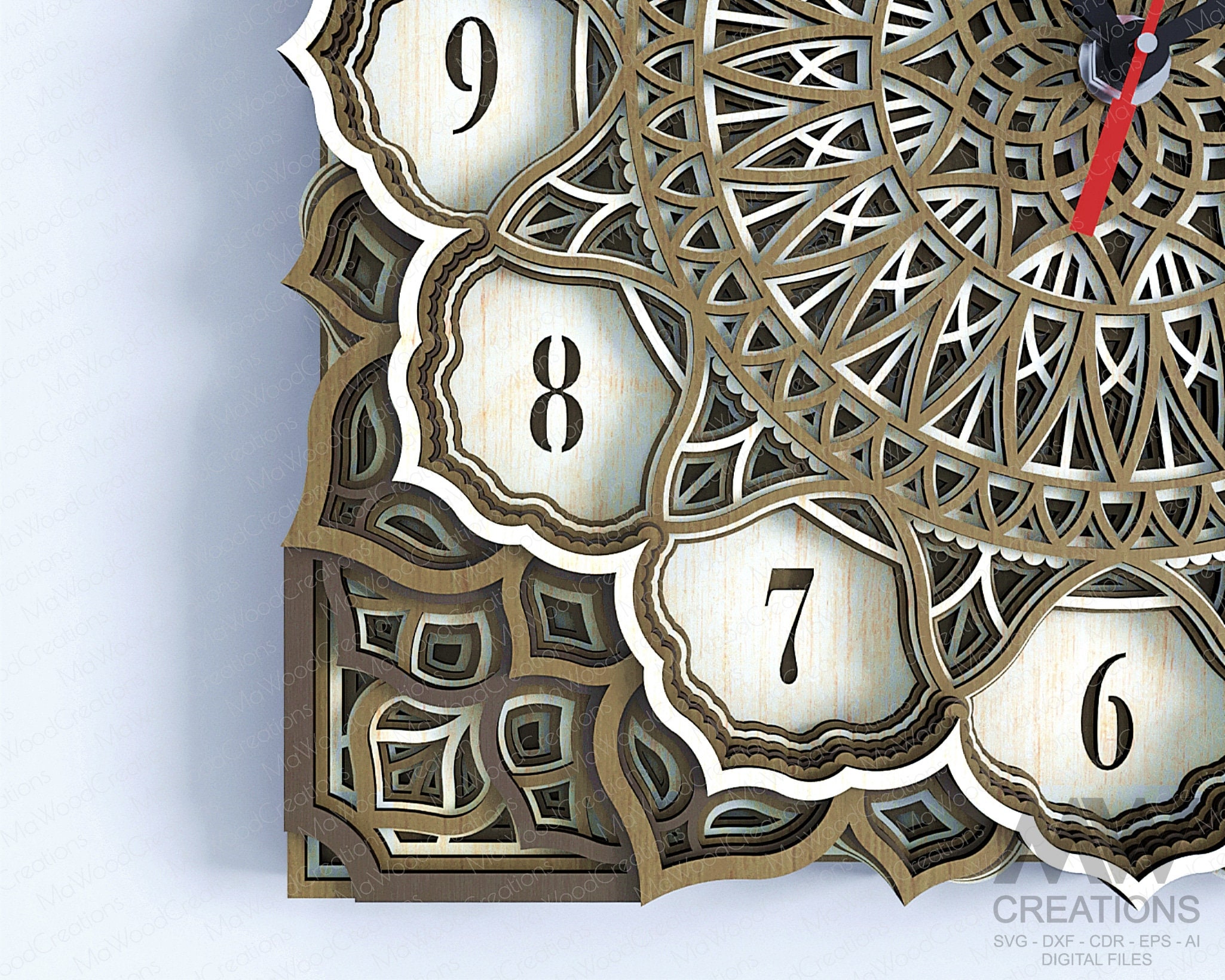 Multi Layer Clock Laser Cut Files, Mandala Clock Svg, 3d Svg Clock ...