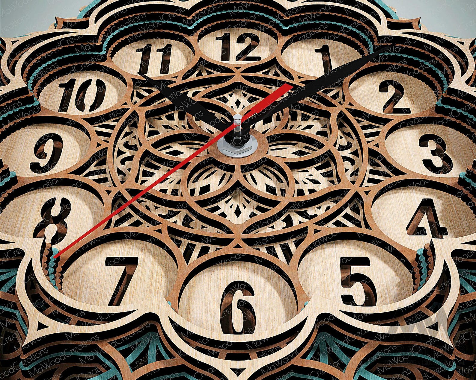 Laser Cut Clock SVG Dxf, Laser Cut Layered Mandala Clock Cutting Files ...