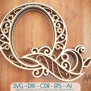 Layered Letter Q, Layered letters SVG, Multi layer Letters, Letters SVG DXF, Laser cut Letters, Cricut Letters, Monogram Svg Letters