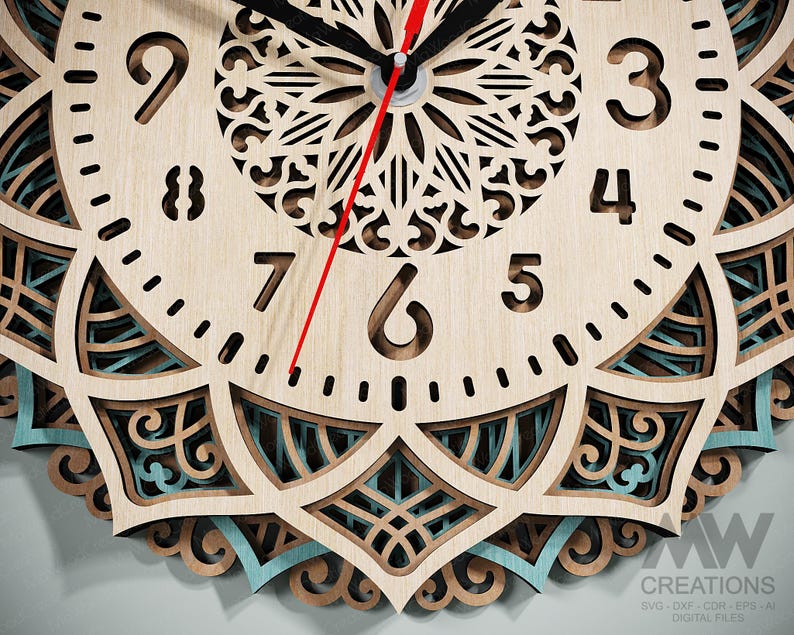 Simple Clock Dxf Files Multilayer Laser Cut Сlock Template, 4 Layer Clock SVG Dxf ...