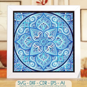 Layered Mandala Svg, Shadowbox Svg Mandala, Multi Layer Shadow Box Svg Mandala, 3d Mandala Abstract Cricut file, Layered Svg Mandala - M144