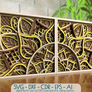 3D SVG Layered Mandala, Laser Cut Mandala SVG file, Multi layer Mandala SVG Dxf, Cricut 3d Mandala Svg, Floral Mandala Layered Svg - M242