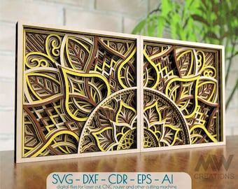 3D SVG Layered Mandala, Laser Cut Mandala SVG file, Multi layer Mandala SVG Dxf, Cricut 3d Mandala Svg, Floral Mandala Layered Svg - M242