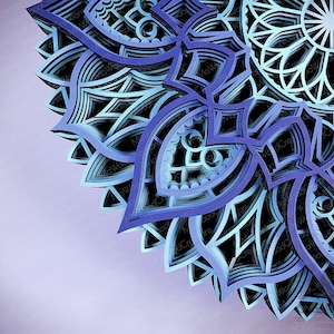 Laser Cut Mandala SVG DXF, 3D layer Mandala template, Flower Mandala cutting files, Multilayer Mandala Svg Dxf, Layered 3D Wood Art - M122 image 4