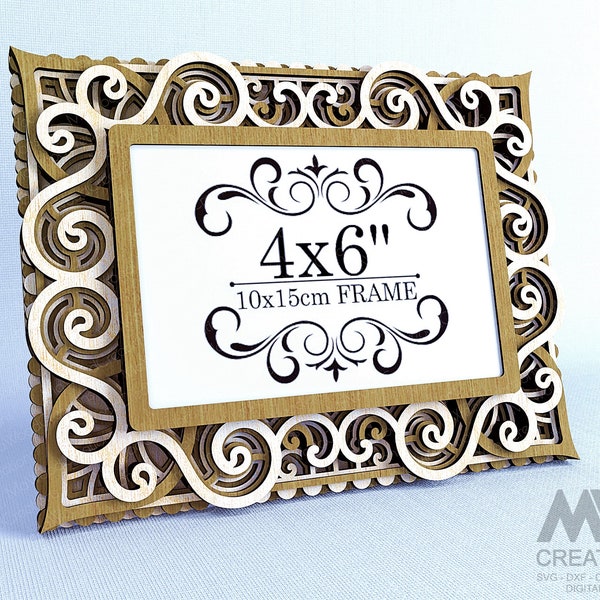 Laser cut Multi layer Frame SVG DXF, 4x6 Photo Frame Svg, Laser cut Picture Frame Dxf, Layered Frame, Glowforge Frame wall art decor - Fr24