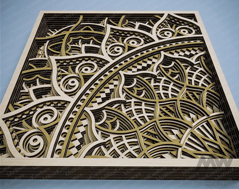 Laser Cut Multilayer Mandala SVG DXF, 3D layer Mandala SVG, Modular Mandala cutting files, Stacked Mandala Svg Dxf, Layered 3D Wood Art M235 image 6
