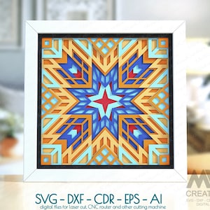 3d Quilt paper cut design, Shadow Box Sawtooth Quilt svg, Cricut SVG barn Quilt, 3d Layered Geometric Quilt block Paper Quilt pattern SBq08