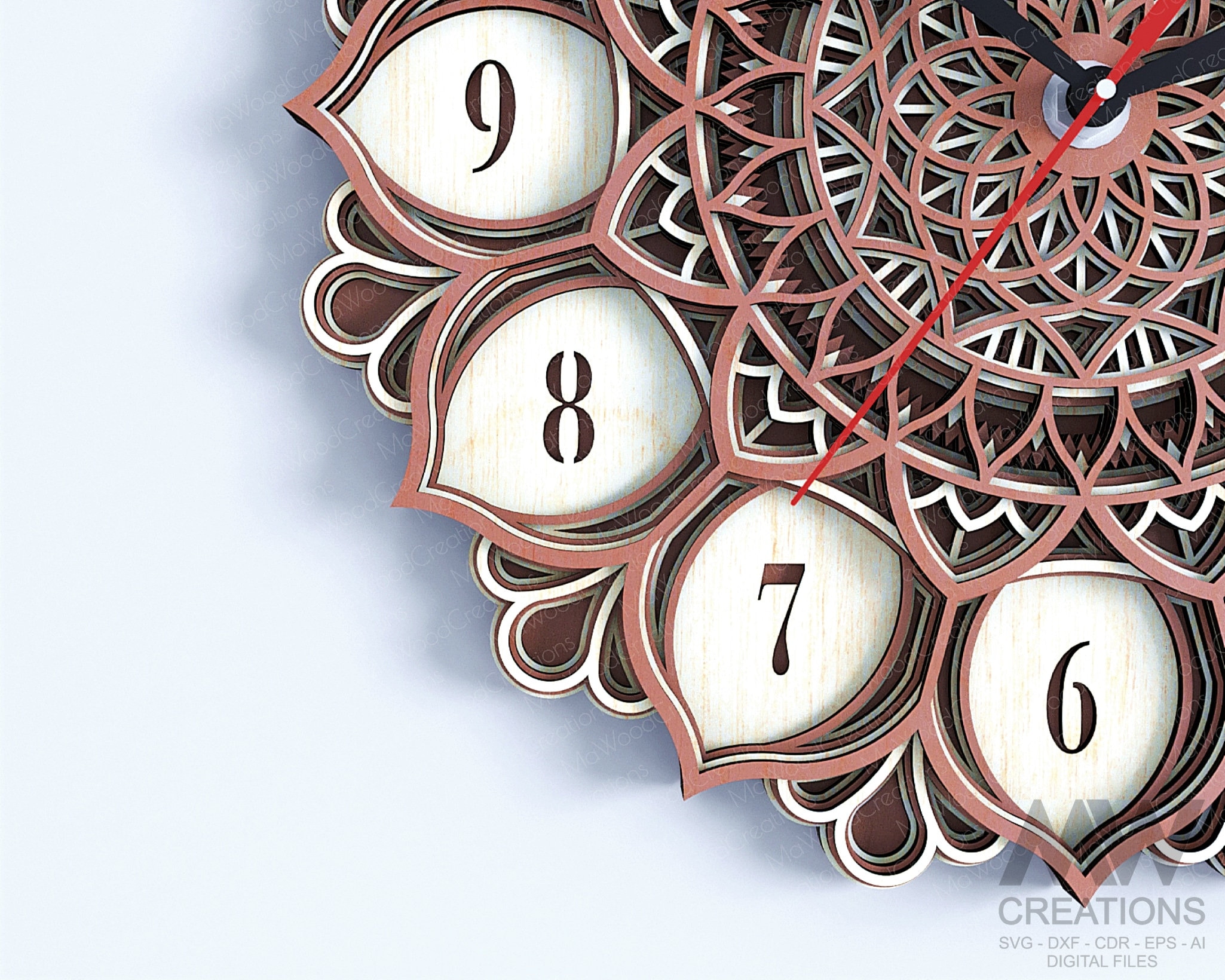 Multilayer Clock SVG Dxf, 5 Layer Clock Svg, Laser Cut Clock, Flower ...