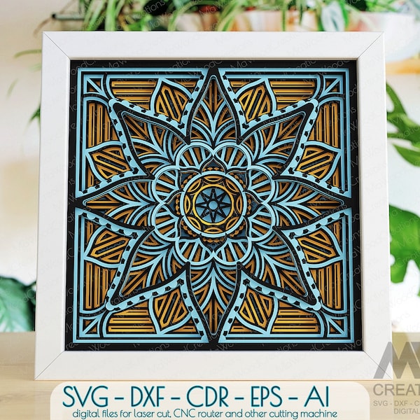 8 layer Mandala Svg file for Cricut, Layered Mandala SVG, 3d Mandala Multi-layer Svg, Shadow Box Svg Flower Mandala Cricut file - 025_SB