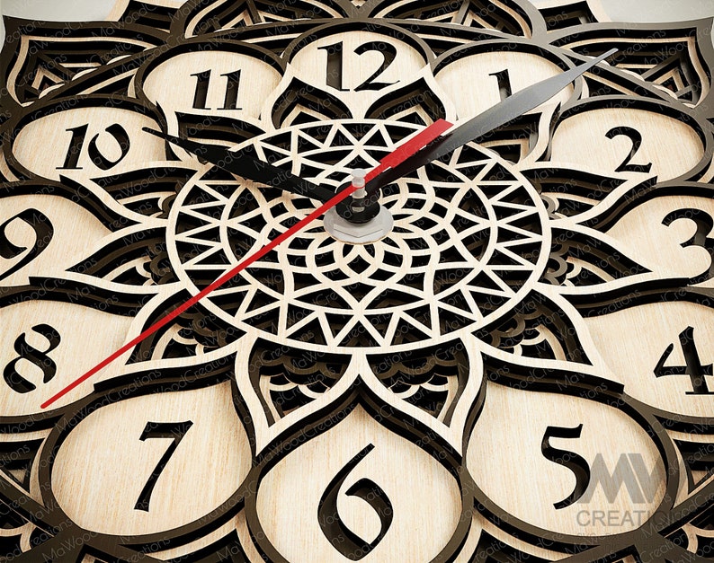 5 Layer Mandala Clock Svg, 3d Layer Svg Clock, Multi Layer Clock Laser ...
