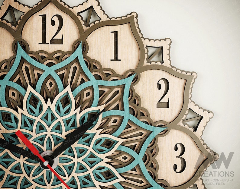 Laser Cut Mandala Clock Svg Dxf, 5 Layer Clock Cut Files, Laser Cut ...