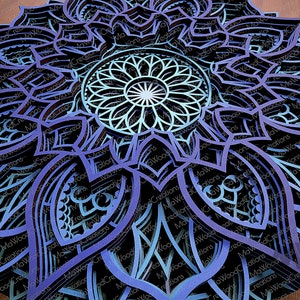 Laser Cut Mandala SVG DXF, 3D layer Mandala template, Flower Mandala cutting files, Multilayer Mandala Svg Dxf, Layered 3D Wood Art - M122 image 8