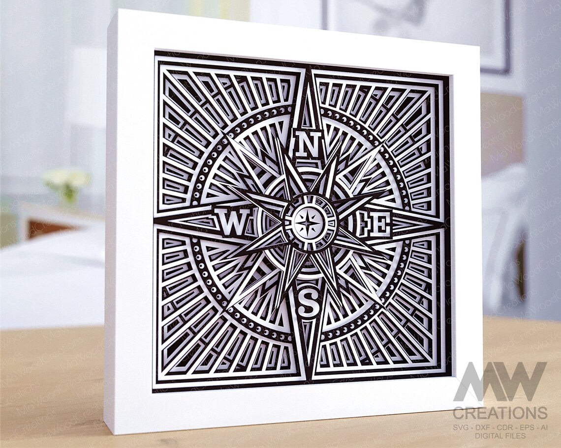 Compass SVG Multi-layered Mandala, 3d Layer Compass Mandala Svg, Shadow ...