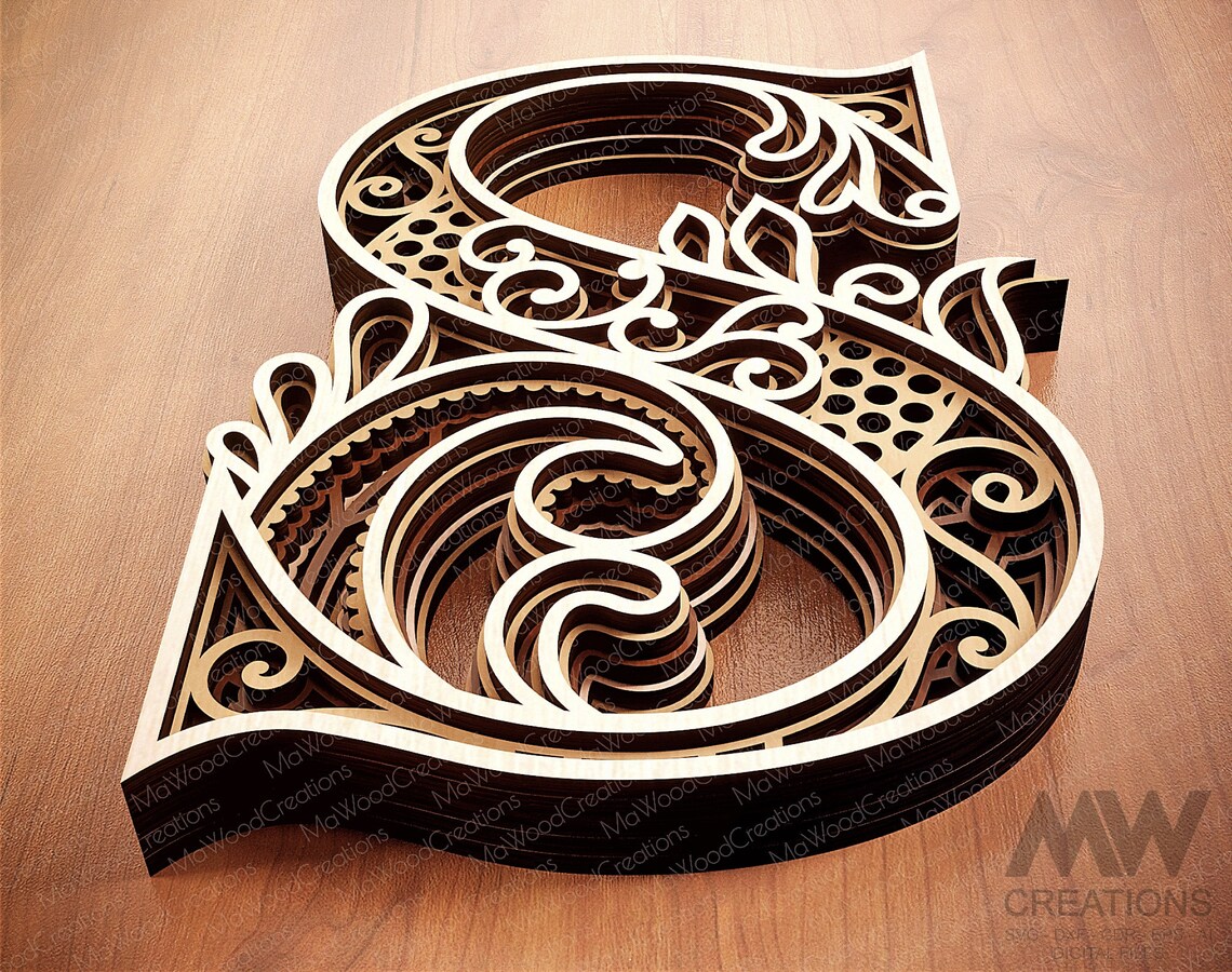 Letter S Laser Cut Multilayer Svg, Cricut Letters, Layered Letters SVG ...