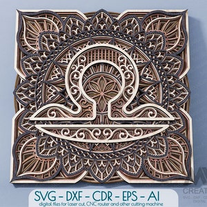 Segno zodiacale Bilancia, Mandala Bilancia multistrato, Segni zodiacali taglio laser Svg DXF, Strato 3D Mandala zodiacale, File di taglio Mandala equilibrio multistrato