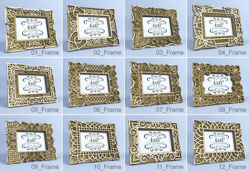4x6 Layered Frames Bundle, 12 Photo Frame Bundle for Laser, Multilayer ...