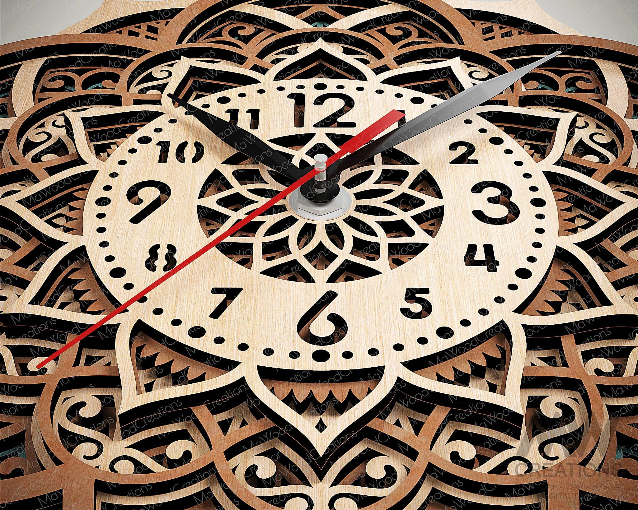 Laser Cut Wall Clock Cutting Files, Layered Clock SVG Dxf, Multilayer ...
