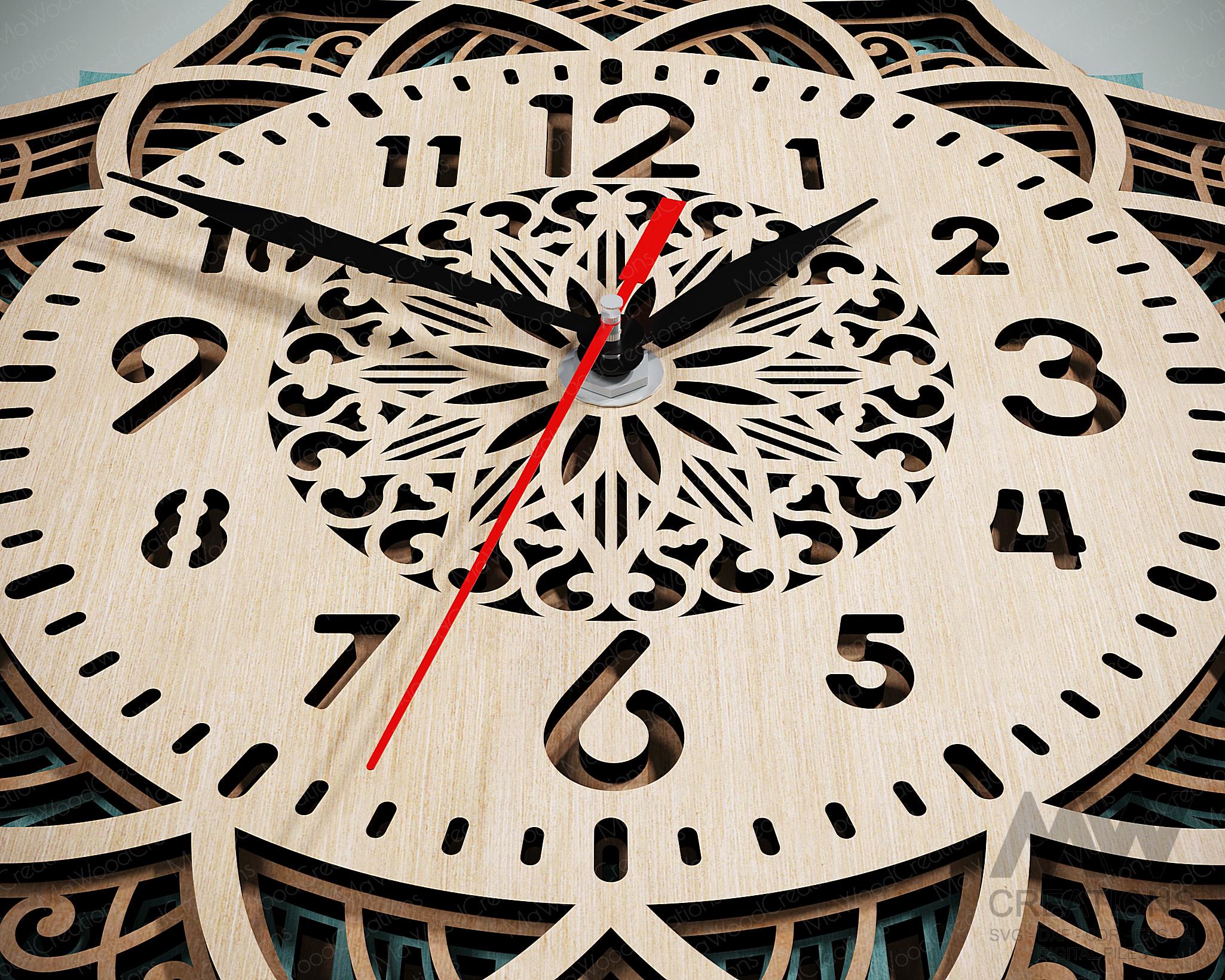 Сlock Geometry Multilayer Laser Cut Сlock Template, 4 Layer Clock SVG Dxf ...