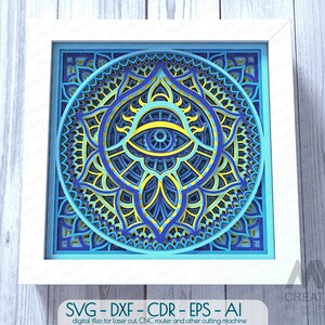 3D sehendes Auge SVG, geschichtetes Auge der Vorsehung, böser Blick SVG, geschichtetes Auge SVG, Cricut Evil Eye 3D Layer SVG, sehender Lidschatten Box SVG - M176